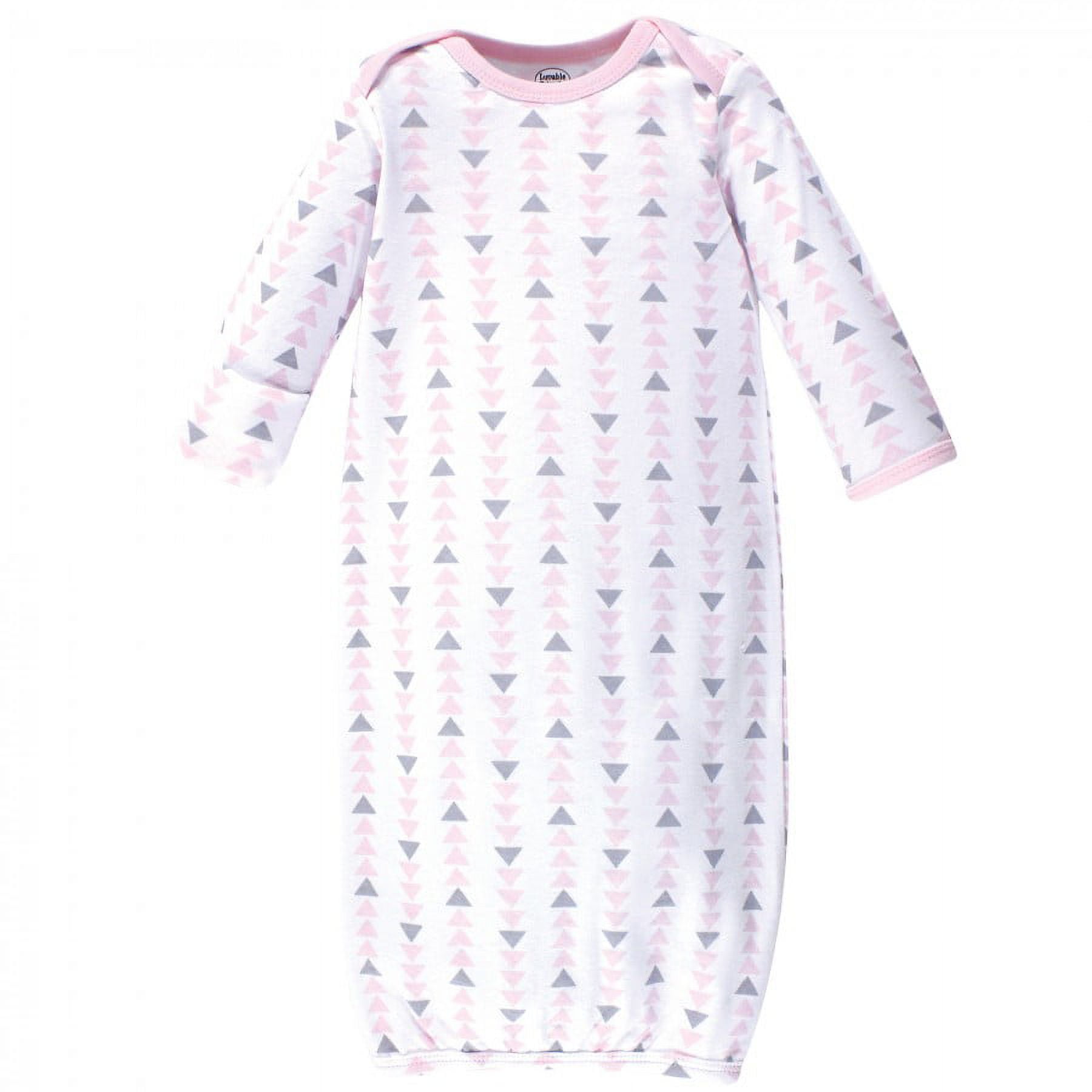 Luvable Friends Baby Girl Cotton Long-Sleeve Gowns 3pk, Girl Feathers, 0-6 Months