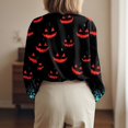 thumbnail image 5 of Women's Halloween Pumpkin Print Button Down Shirt, Long Sleeve Casual Blouse, Festive Holiday Tops for Party and Daily Wear, 5 of 5