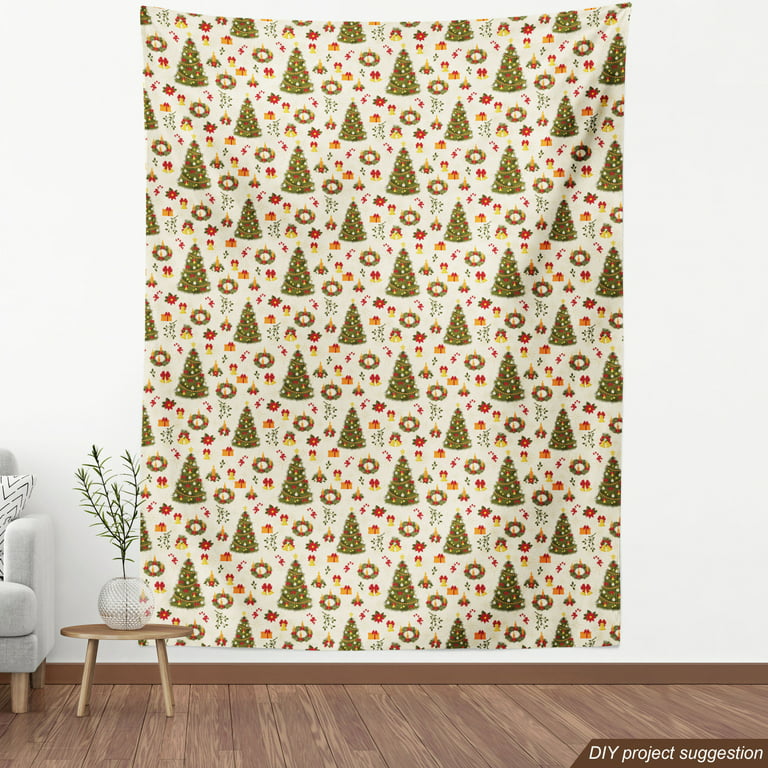  Ambesonne Christmas Fabric by The Yard, Pine Fir Cones Balls  and Coniferous Tree Leaves Holly Berry Old Fashioned, Decorative Fabric for  Upholstery and Home Accents, 1 Yard, Grey Green