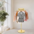 thumbnail image 4 of 55.1in Round Clothing Rack, Clothes Display Rack, Rotatable Garment Rack (Gold+Log Color), 4 of 13