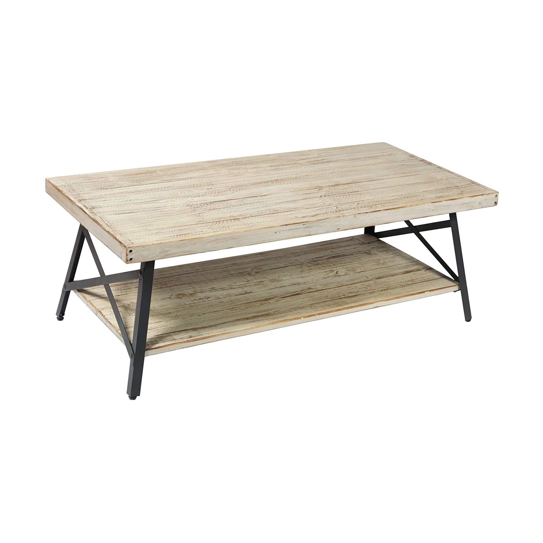 Emerald Home Chandler 48 Inch Long Rustic Open Storage Coffee Table