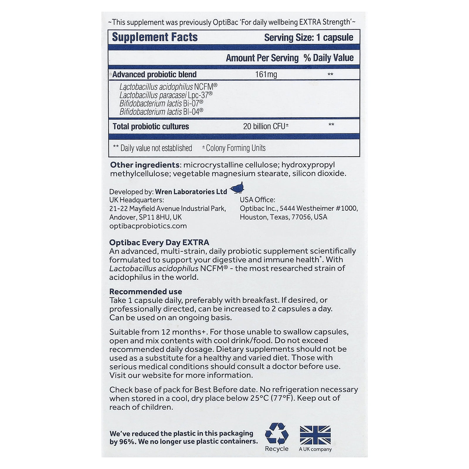 Optibac Every Day Extra Probiotics, 90 Capsules