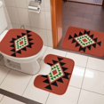 thumbnail image 4 of Red Black Green Boho Bath Mat 3 Piece Bathroom Rug Set, Farmhouse Vintage Abstract Geometric Non Slip Bath Rug Contour Mat and Toilet Lid Cover, Absorbent Shower Mats Soft Bath Rugs and Mats Sets, 4 of 8