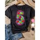 thumbnail image 1 of Girls' Back to School Shirt - Lightweight Breathable Cotton Top with Cute alphabet Letter '5' in Pink, Loose Fit Casual Blouse for School - Backtoschool outfit, Short Sleeve Tee, 1 of 7