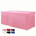 thumbnail image 4 of 6ft, Rectangle Table Skirts, Polyester Fitted Table Covers, Black Table Cloth For 6 Ft Table With Skirt, Wrinkle Resistant Spandex Table Cover, Party, 4 of 5