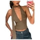 thumbnail image 1 of Bufanda halter, top corto SOLY HUX para mujer, cuello en V profundo, caqui, 1 of 5