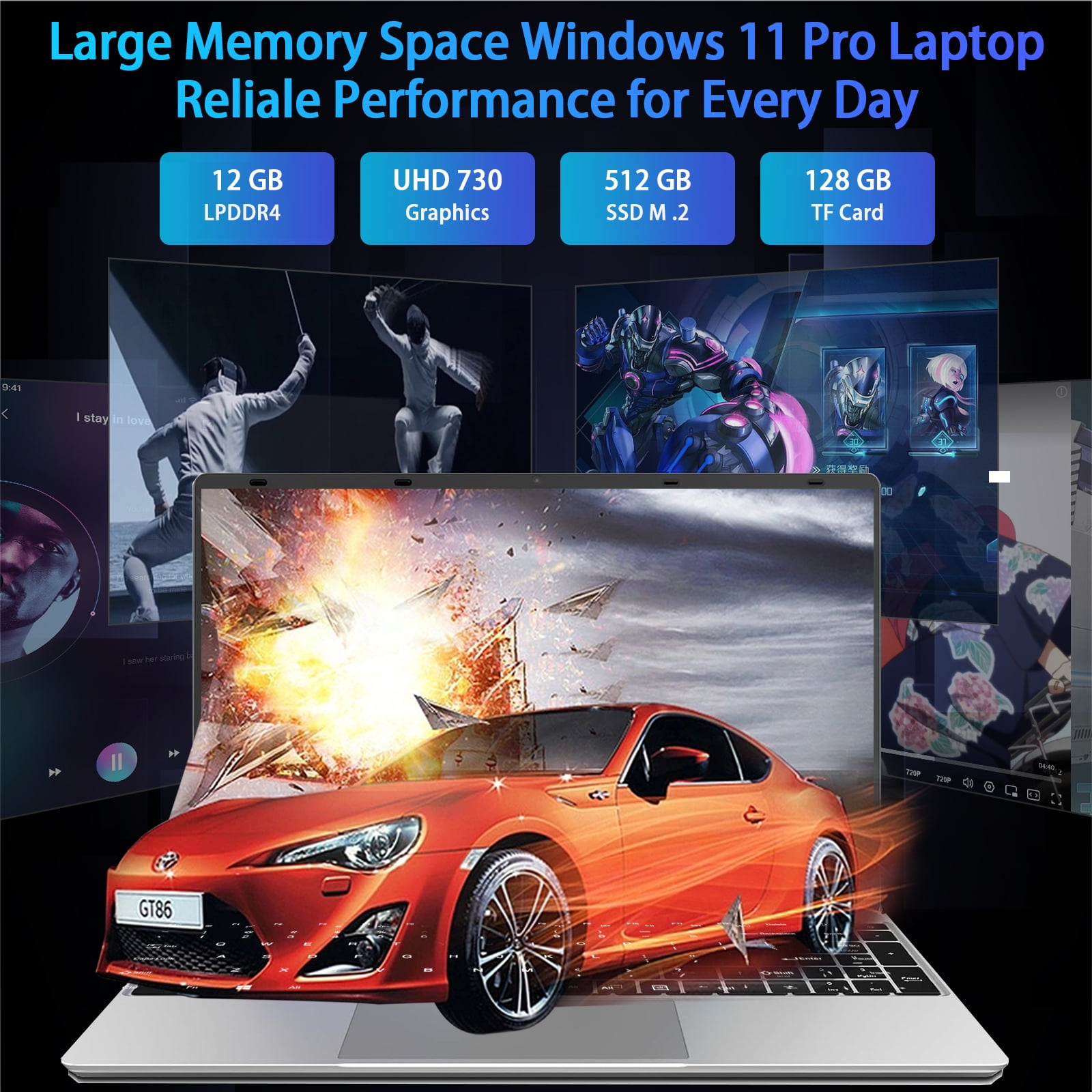 Windows 11 Pro Laptop 15.6inch, 12GB RAM 512GB SSD, 12th Gen Windows 11 Pro Laptop 15.6inch, 12GB RAM 512GB SSD, 12th Gen
