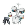 thumbnail image 4 of Batería para niños principiantes, instrumento de percusión musical de PVC con iluminación Borde plateado, 4 of 9