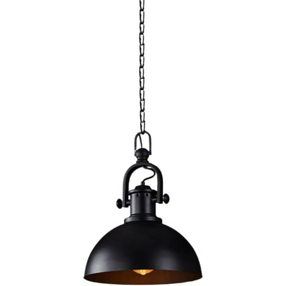 Industrial Style Iron Pendant Light Fixture for Kitchen Island, Semicircle Vintage American Metal Pendant Lighting for Shop, Rustic Farmhouse Pendant Lamp, Retro Pendant Light for Dining Room