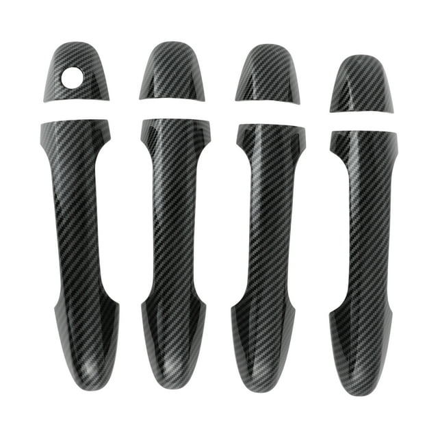 Cubierta de manija de puerta exterior para Toyota Highlander 2015-2019, trim de manija de puerta exterior, fibra de carbono negra ABS, 1 juego