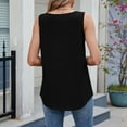 thumbnail image 4 of DuoJiaJ Womenâs Sleeveless Round Neck Loose Fit Solid Color Vest Top Casual Summer Tank Top Stylish And Comfortable Daily Wear. For Layering Or . Womenâs T-Shirts Black, 4 of 4