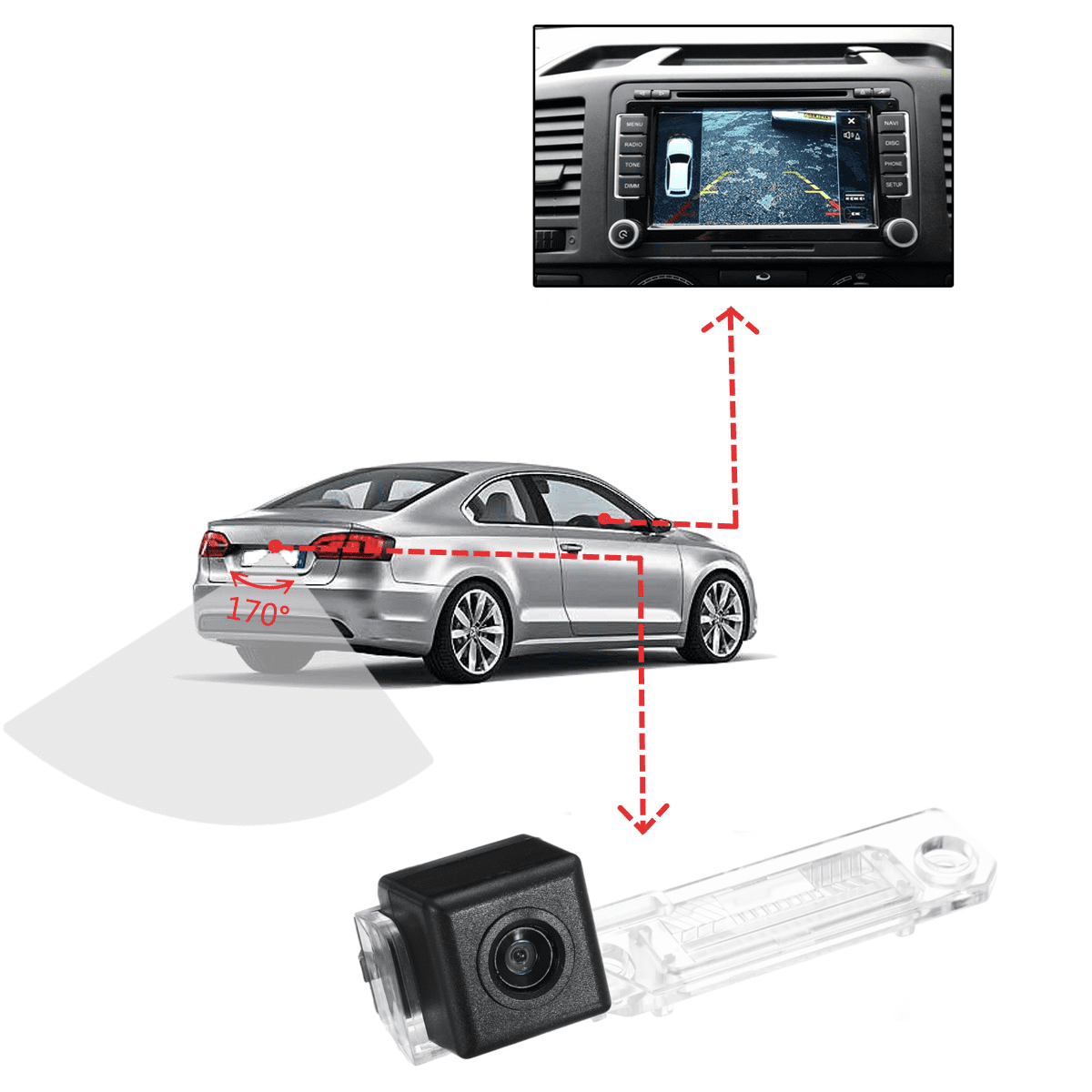 Reversing Camera 4.3/'/' Color Monitor Car Backup Kit for VW T5 Caddy Touran #