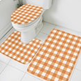 thumbnail image 3 of Orange Plaid Bath Mat 3 Piece Bathroom Rug Set, Gradient Geometric Buffalo White Checkered Non Slip Bath Rug Contour Mat and Toilet Lid Cover, Absorbent Shower Mats Soft Bath Rugs and Mats Sets, 3 of 8