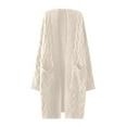 thumbnail image 4 of Wdgfv Hooded Open Front Cardigan for Women Cable Knit Sweaters Pocketed Oversized Knee Length Long Coats, 4 of 4
