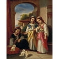thumbnail image 2 of Narcisse-Virgile Diaz de La Peña 12x14 Black Ornate Wood Framed Double Matted Museum Art Print Titled: Three Girls and Three Puppies in Turkey, 2 of 5