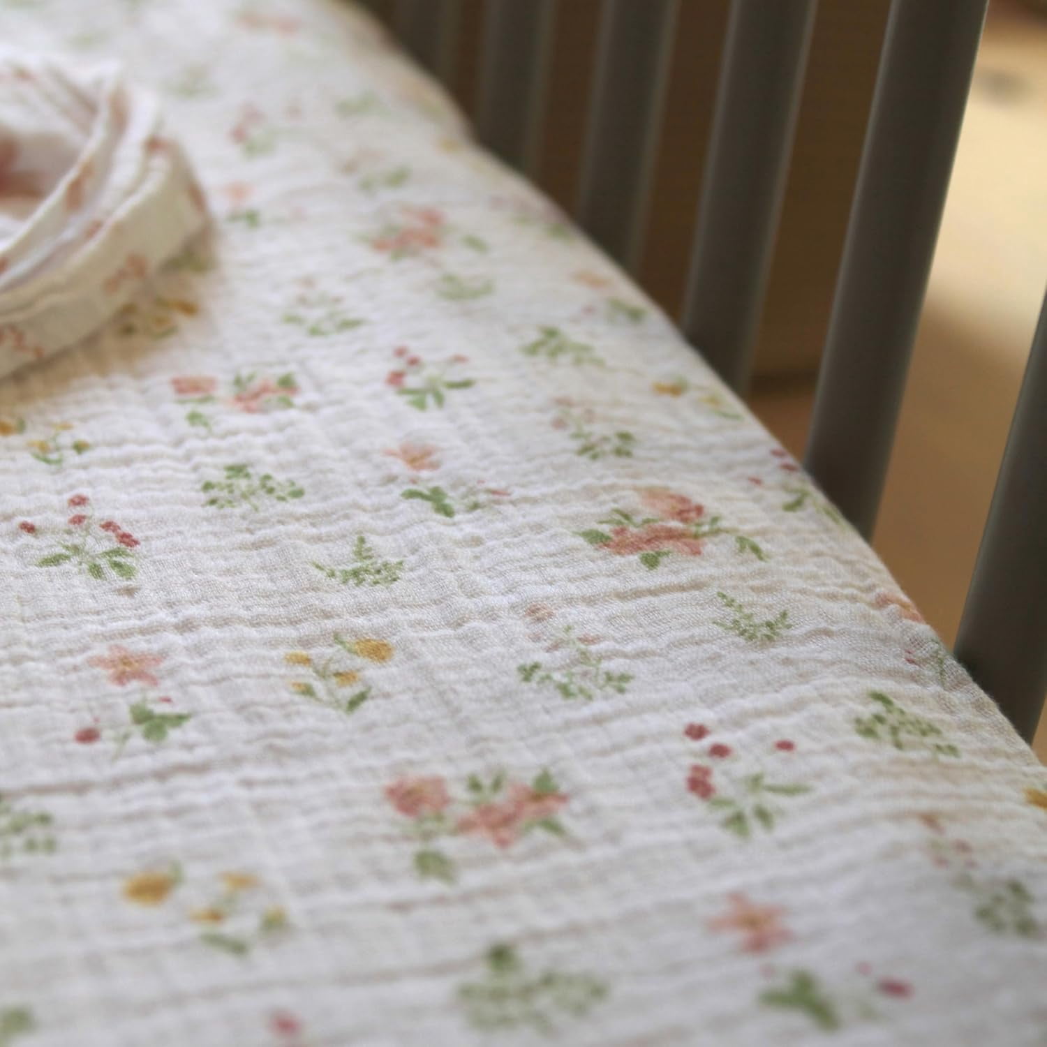 aden + anais essentials Cotton Muslin Crib Sheet, Pink, Country Floral, Infants, Girls