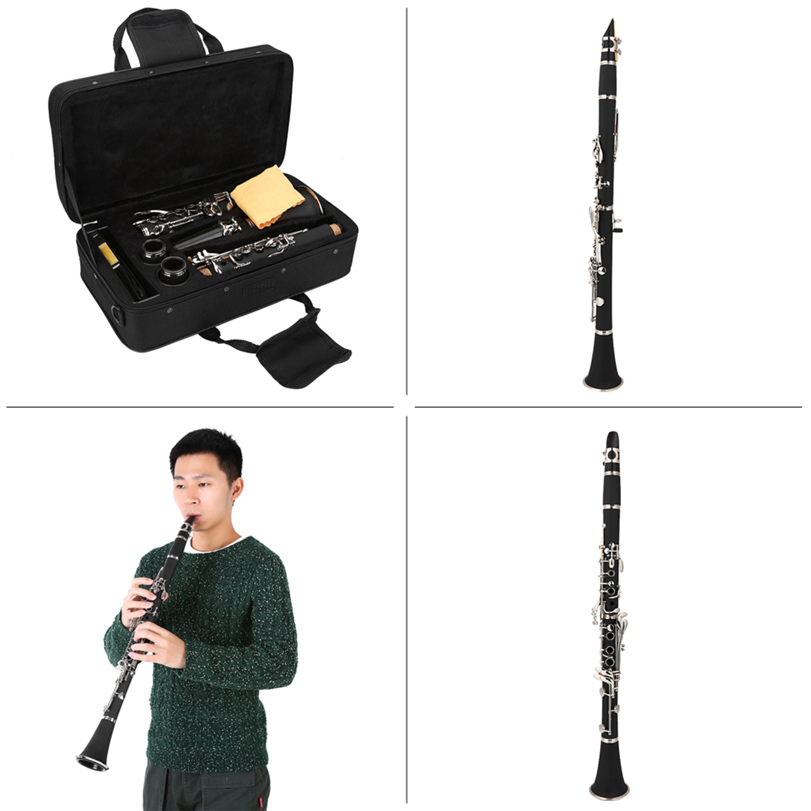 Clarinet§bakelite Clarinet§17 Key Clarinet§descending B Tone Clarinet§woodwind Instrument§musical Instrument 17 Key Descending B Tone Bakelite Clarinet With Reeds Cleaning
