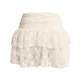thumbnail image 5 of Mini Skirts for Women Y2K Lace High Waisted Short Skirts Breathable Comfy Ruffled Tiered Flowy Underskirt Going Out Ruched A-Line Skorts Womens Skirts Beige L, 5 of 5