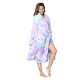thumbnail image 4 of PajamaX Women's Long Fleece Robe with Shawl Collar, Side Pockets, Plush Warmth, Print Design (M, star), 4 of 7