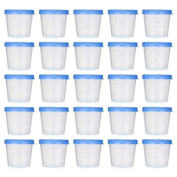 50pcs 40ml Vaso de orina Vasos de orina estériles de plástico Vasos de recolección de muestras con tapas Contenedor de orina Contenedores de muestras Accesorios para análisis de orina (color aleatorio HOMEMAXS MX7650744