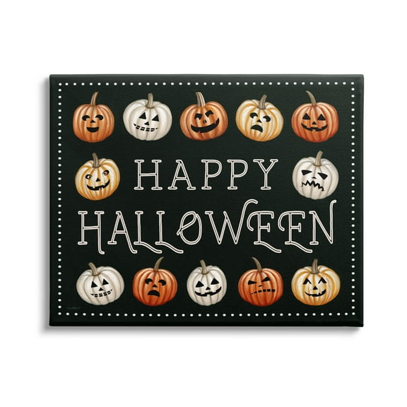 Stupell Industries Happy Halloween Jack-o-Lanterns Graphic Art Gallery Wrapped Canvas Print Wall Art, Design by Elizabeth Tyndall