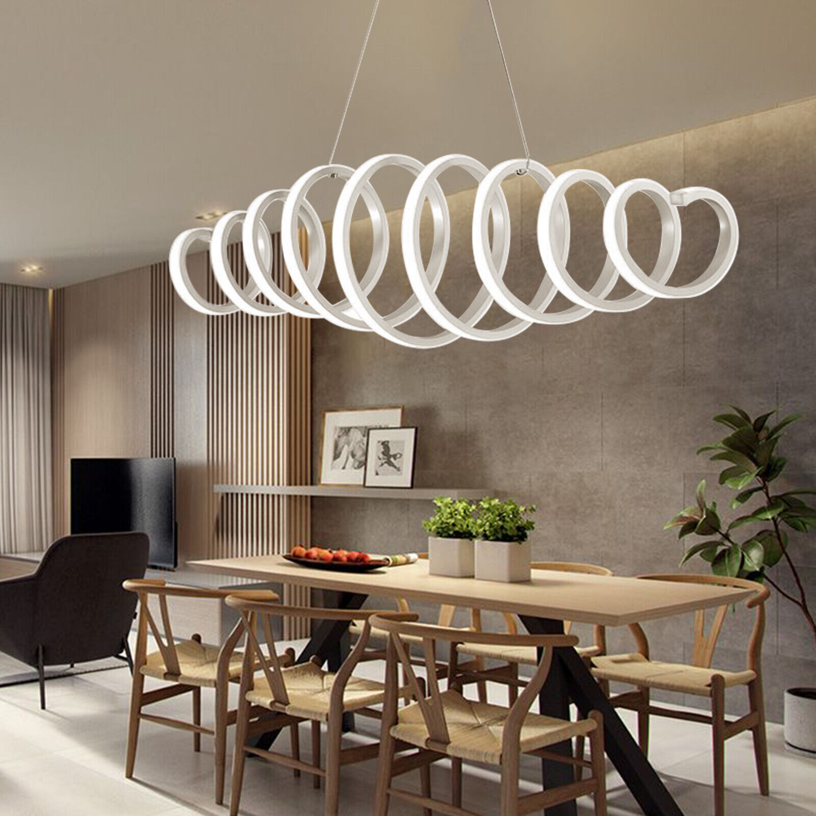 110V Modern LED Acrylic Chandelier Curve Pendant Light Dining Room Ceiling Lamp Modern Acrylic S shape Pendant Light LED Wave Chandelier White Lamp Lighting 88W Modern Acrylic LED Chandelier
