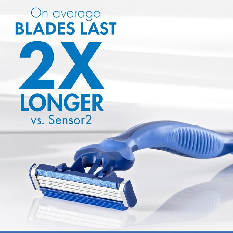 Censor 3枚セット FAB Gillette Sensor3 Men's Comfort Blue 3-Blade Disposable Razors, 3