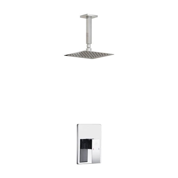 Aqua Piazza Chrome Shower Set with 8" Ceiling Mount Square Rain Shower
