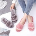 thumbnail image 3 of Sacredtree Women's Fuzzy Faux Fur Memroy Foam Flat Spa Slide Slippers Open Toe House Shoes Sandals, 3 of 7