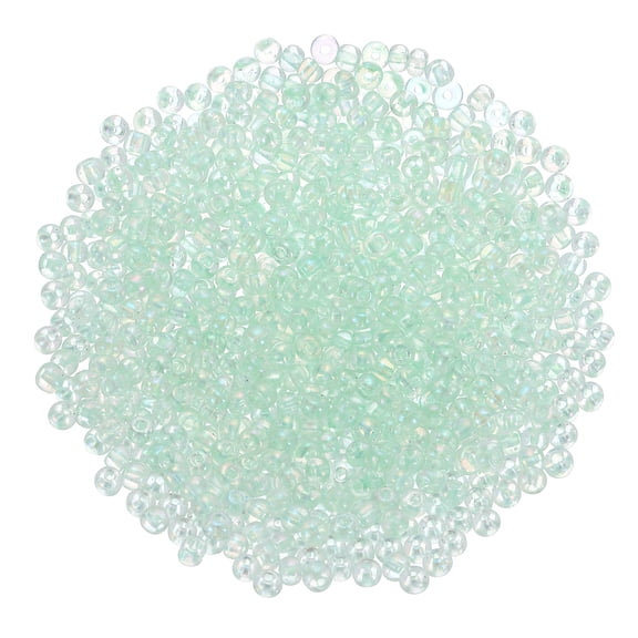 1600Pcs Glass Seed Beads, 4mm 6/0 Loose Mini Beads with Hole, Bulk Craft Spacer for Jewelry Making, Mint Green AB