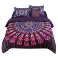 thumbnail image 1 of Unique Bargains 5 Pcs Bohemian Ensemble Housse de Couette Drap-Housse Taie d'Oreiller Violet, 1 of 10