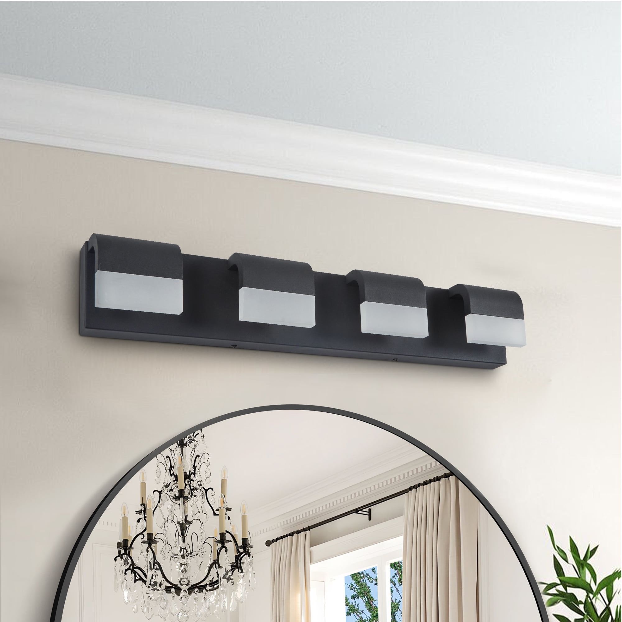 Jopath 4-Light Bathroom Vanity Light, Modern Dimmable LED Wall Mount Lighting Fixture for Bathroom Vanity Mirror Matt Black