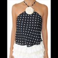 thumbnail image 2 of Camiseta Sin Mangas de Lunares Y2k para Mujer, Estilo Halter, Sin Mangas, con Cuello Halter, Camisola Sin Espalda y Decoración de Rosas. Negro L, 2 of 8