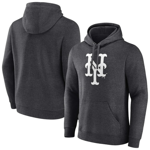 Men's Charcoal New York Mets Monochrome Pullover Hoodie