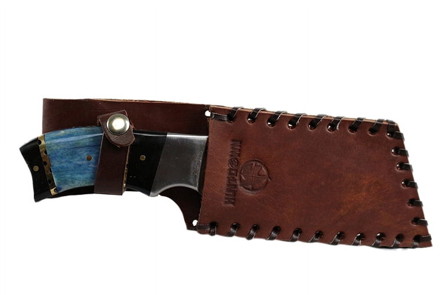 Hunt-Down 9" Full Tang Hunting Knife with Blue and Leather Sheath 9350