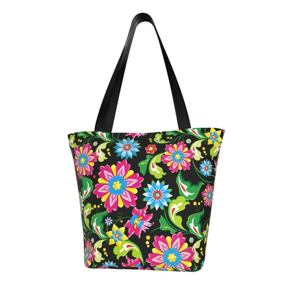 Rocae Vector Mexican Otomi Style Bright for Shoulder Bags for Women Tote Bag for Women with Zipper Closure