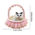 thumbnail image 3 of 5.1in Realistic Plush Cat in Basket, Lifelike Stuffed Kitten Toy with Lace Decoration, Cozy Home Ornament and Office Desk Decor, Cute Birthday Christmas Holiday Gift for Kids Girls Boys Friends, 3 of 7