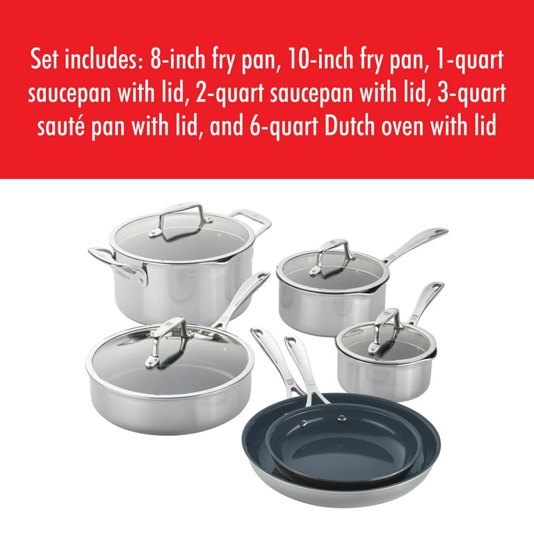 Farberware Millennium Stainless Steel Nonstick Cookware Set, 10-Piece Pot  and Pan Set, Stainless Steel