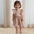 thumbnail image 2 of Auroural girl clothes 12 to 18 months jumpsuit for baby girl 12-18 months Girls' Solid Color Jumpsuit With Loose Fly Sleeves and Shoulder Straps for Summer, 2 of 8