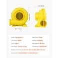 thumbnail image 6 of KFFKFF Air Pump, 680&750W, 1.0HP Inflatable Structure Fan, Commercial Grade Blower for Inflatables, 3400RPM Electric Air Fan Ideal for Bouncy Structures, Water Slides, Yellow, 6 of 9