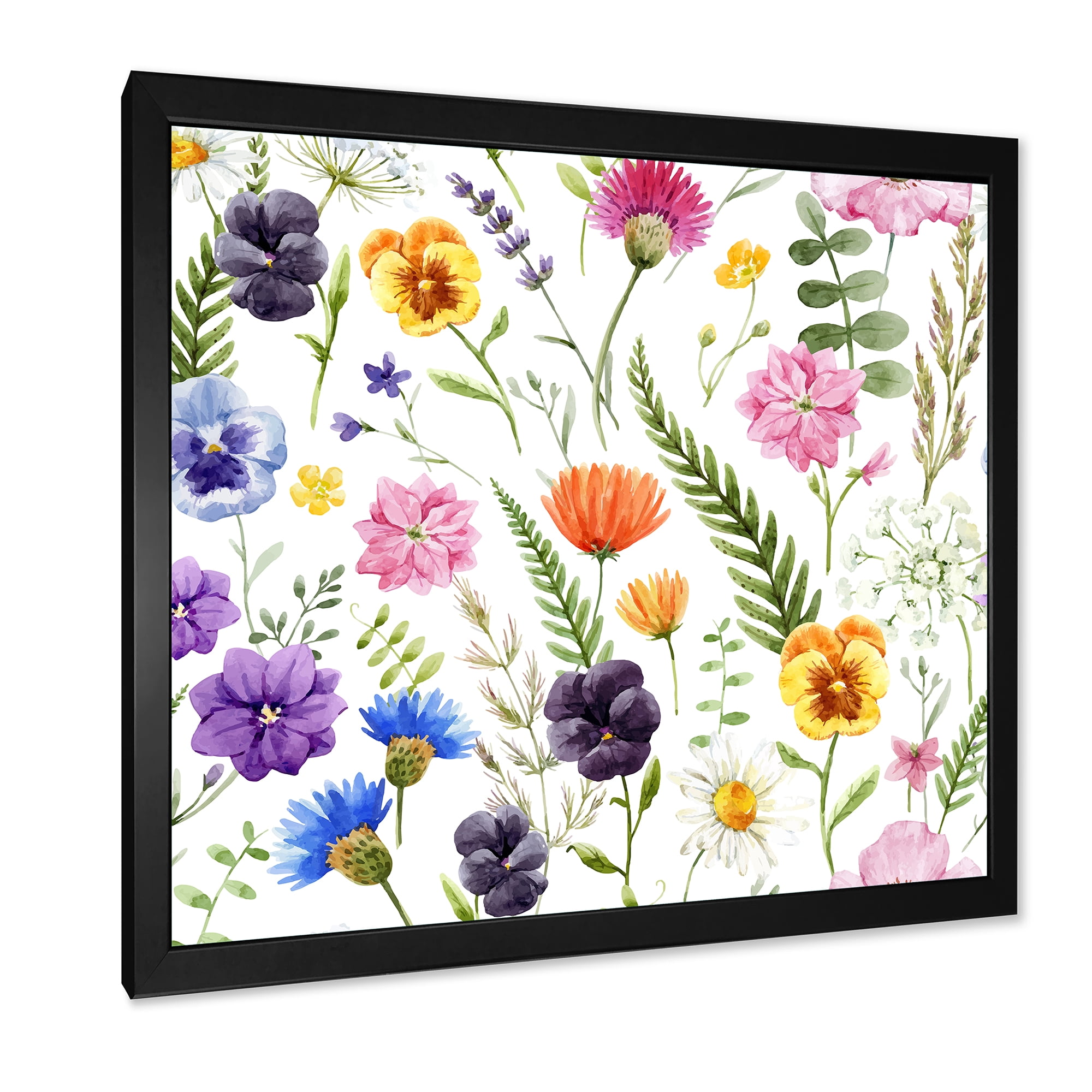 Designart 'Coloful Wildflowers Floral Pattern I' Traditional Framed Art Print