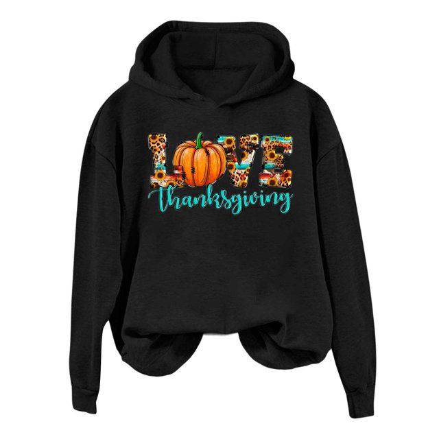 WEAIXIMIUNG Sweat à Capuche pour Femmes Robe de l'Action de Grâce Graphique Décontractée Pull Confortable pour Célébrations de Vacances