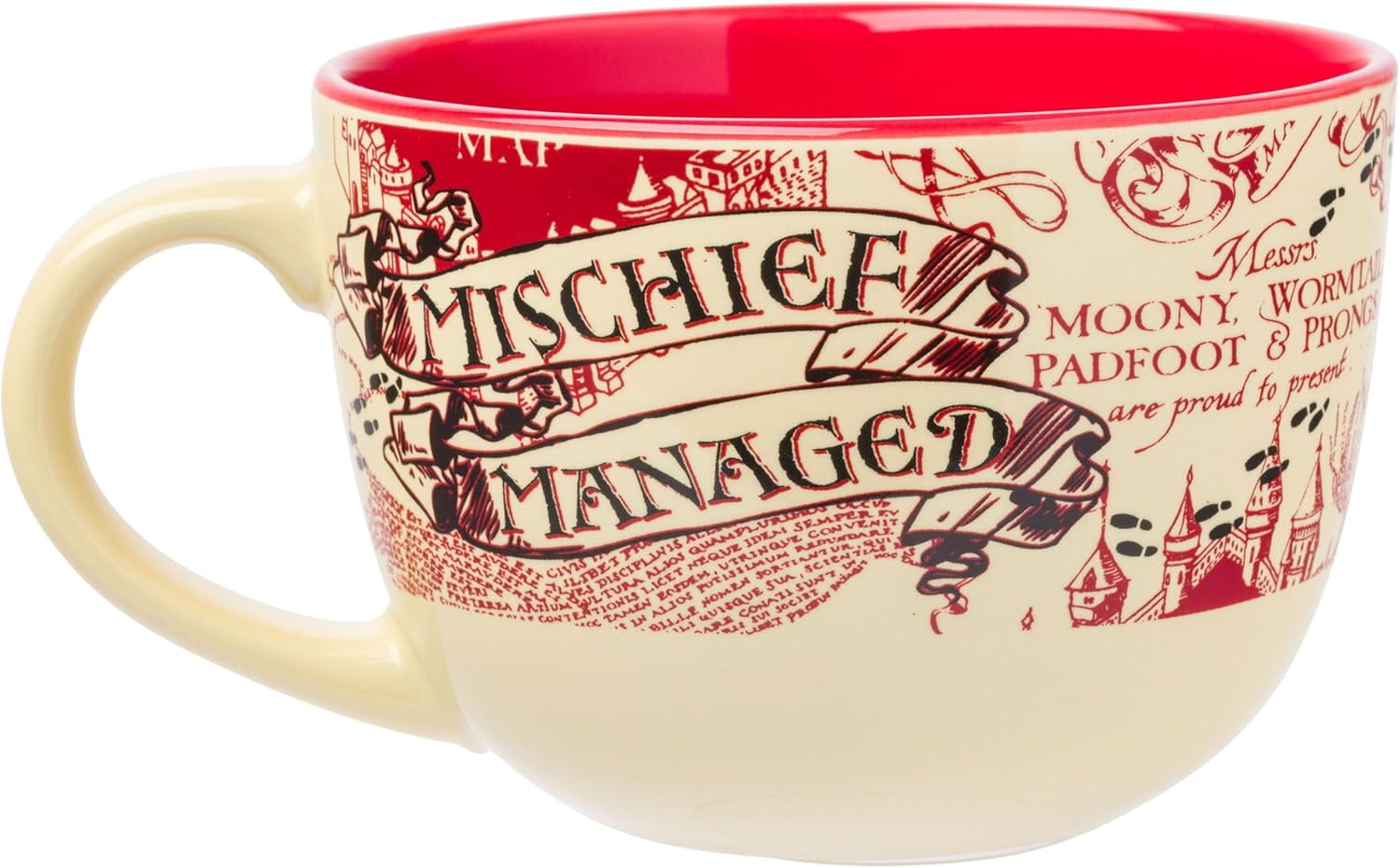 Silver Buffalo Harry Potter The Marauder's Map Mischief Managed Soup Ceramic Mug, 24-Ounce