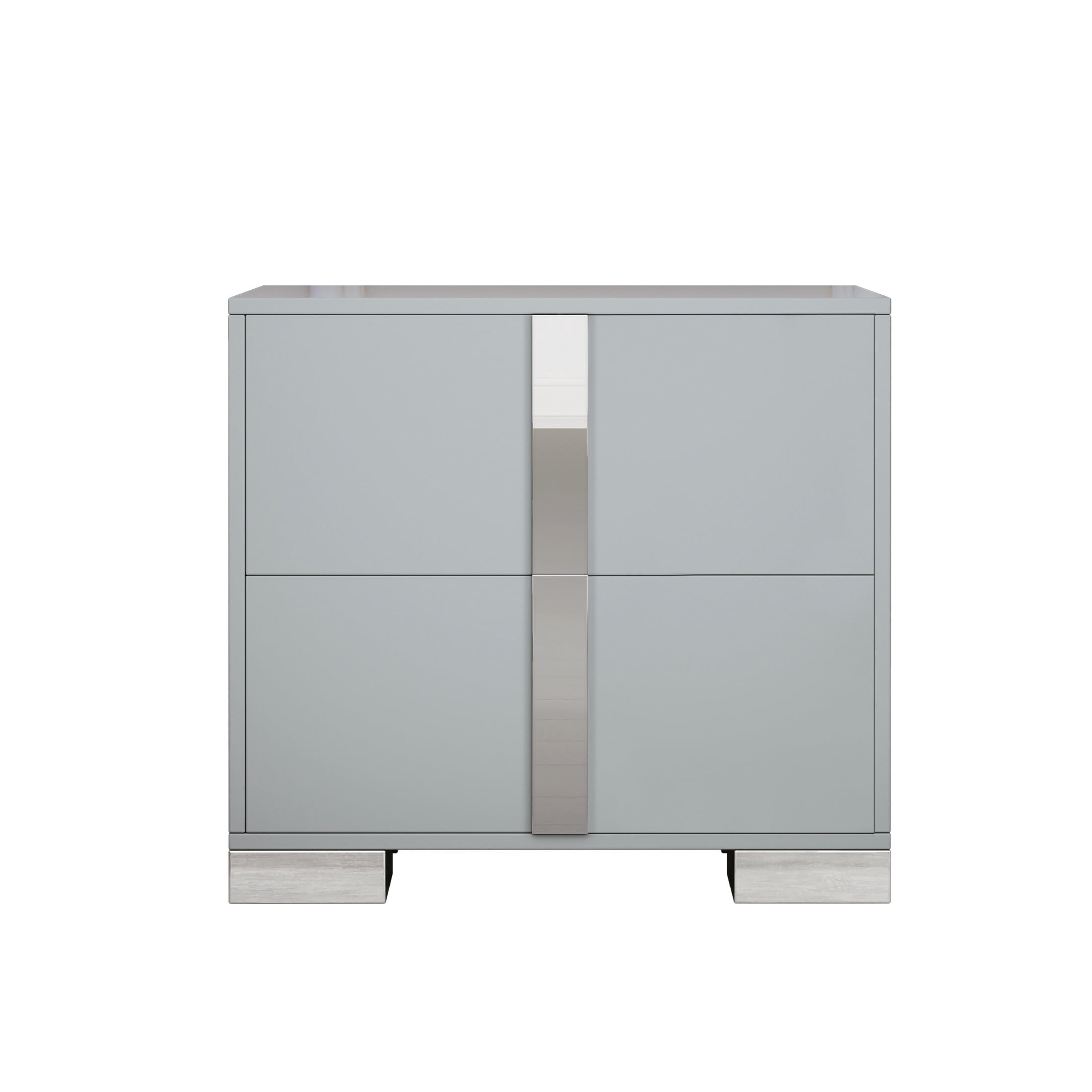 Noble House Modern Mirrored Nightstand with 2 Drawers and Metal Legs, Gray Finish