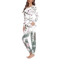 thumbnail image 2 of Suhoaziia Sleepwear for Women Nightgown Set of 2PCS-Loose Fitting Skin Friendly Pjs Top and Pants,O Neck Christmas Music Notes Elastic Nightwear with 2 Pockets,Size M, 2 of 5
