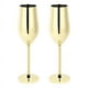 thumbnail image 1 of Juego de 2 copas de champán de acero inoxidable irrompibles, de oro cepillado, para bodas, copas de champán para brindar, copas para beber vino de boda, 1 of 7