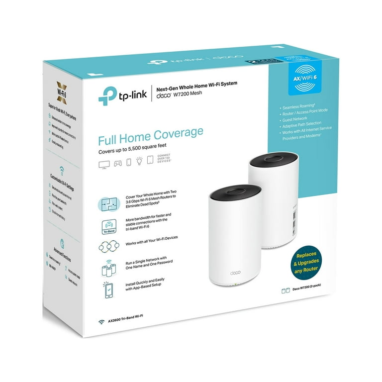TP-Link Tri-Band Wi-Fi 6 Mesh Router System, 2- Mesh Routers, Coverage up  to 5,500 Sq. ft.