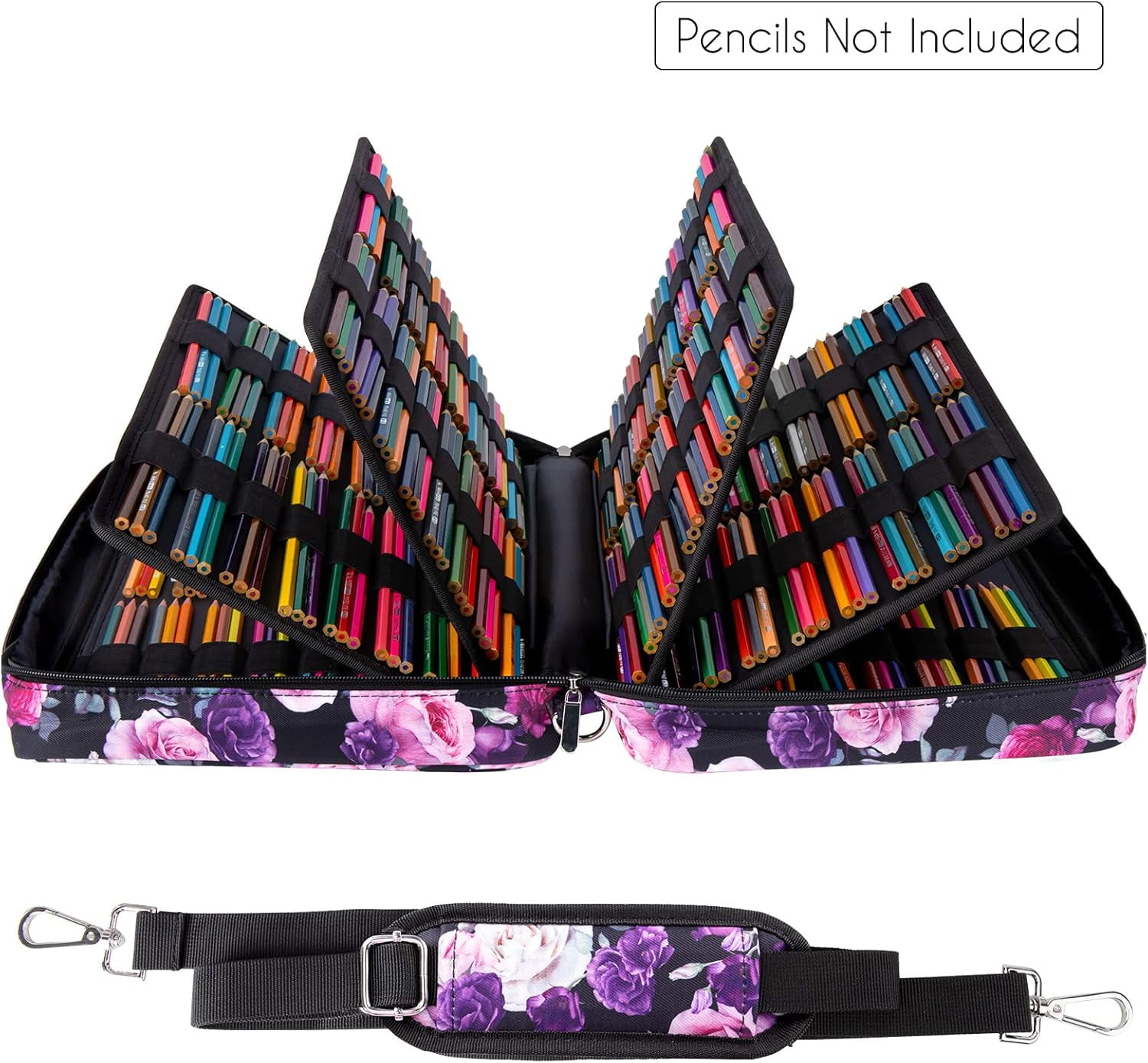 YOUSHARES 480 Slots Colored Pencil Case - Big Capacity Pen Case Organizer with Multilayer Holder large Colored Pencil Case (Purple Pink Rose)