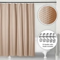 thumbnail image 2 of Microdry Water-Repellent Embossed Fabric Shower Curtain Liner Set with 12 Rust-Resistant Chrome Double Roller Hooks, Linen (13-Piece), 2 of 8