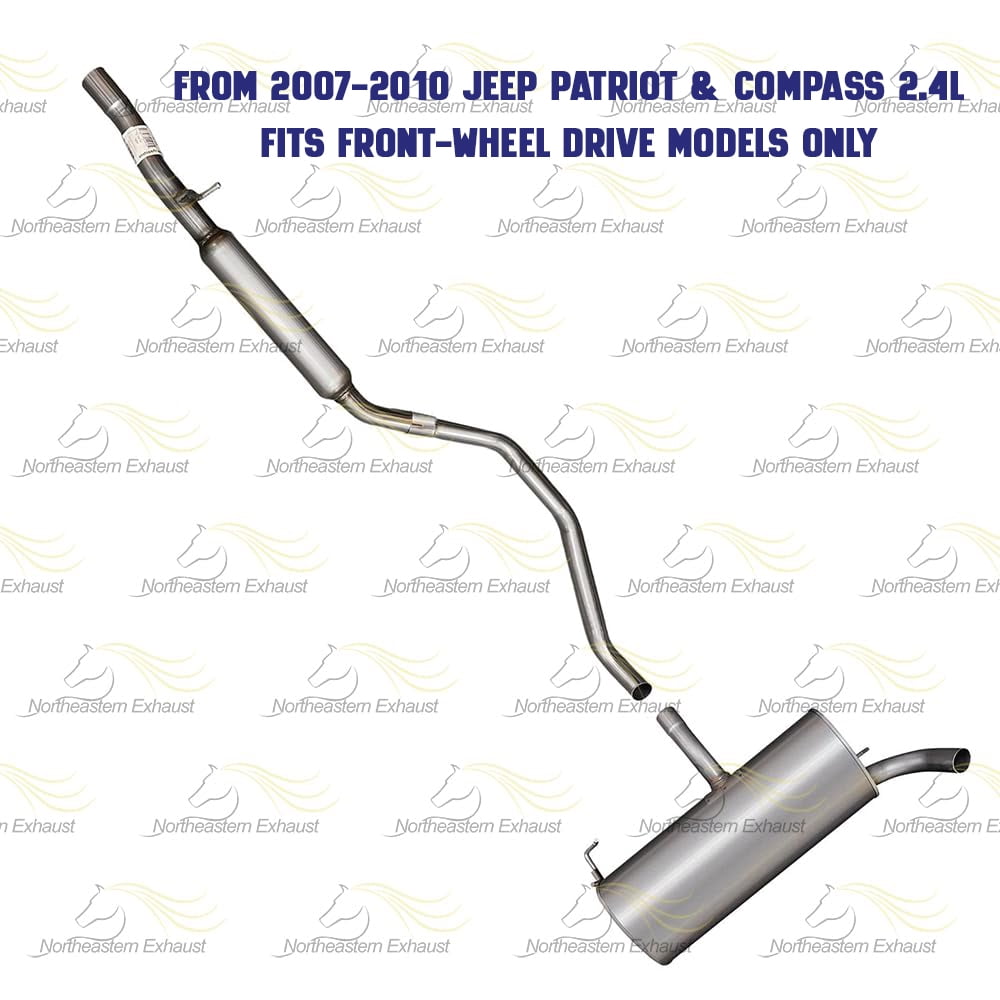 Stainless Steel Exhaust System Kit — Direct Fit Aftermarket Replacement for 2007–2010 Jeep Compass & Patriot 2.0L | 2007–2011 Jeep Compass & Patriot 2.4L (FWD)